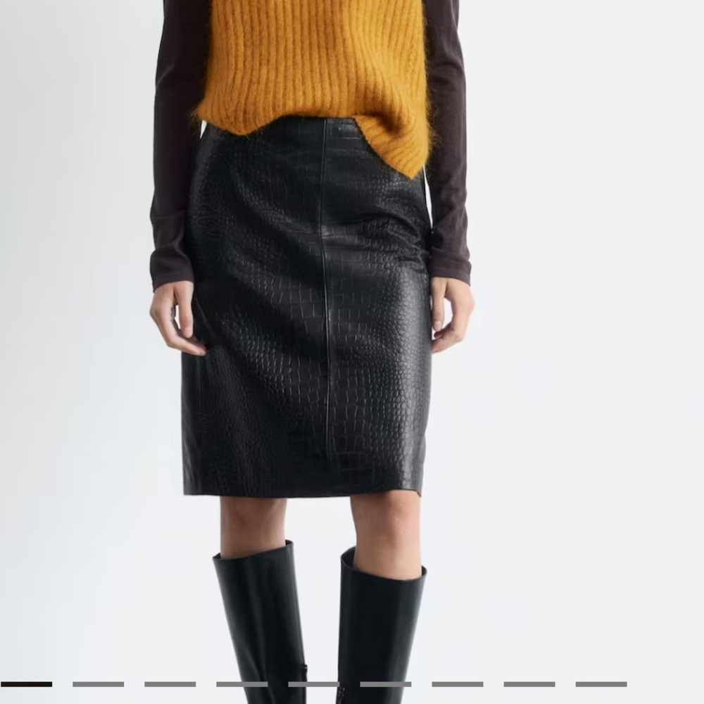 NAPPA LEATHER PENCIL MIDI SKIRT